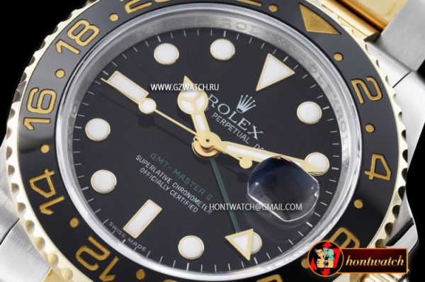 ROLGMT108 - YG/SS Ref.116713 GMT 18K Wrapped Noob Black A-2836 [ROLGMT108]