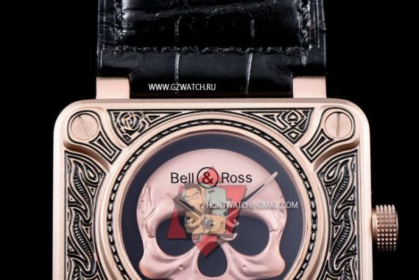 Bell & Ross Aviation Citizen 9015 Movement BR 01 Burning Skull Rose Gold [5318z]